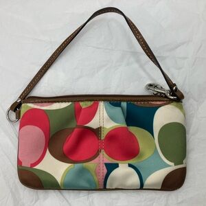Coach Multicolor Wristlet with Brown Trim